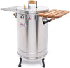 3-in-1 Large Stainless Steel Barrel: Grill, Bake, Smoke - 40lb Capacity, Serves 40, Includes Accessories